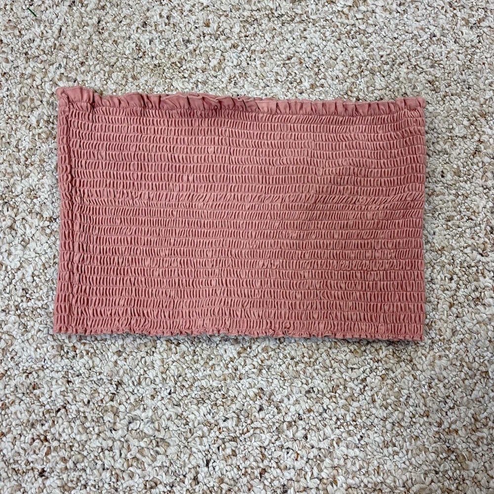 Large Mauve Smocked Bandeau Crop Top